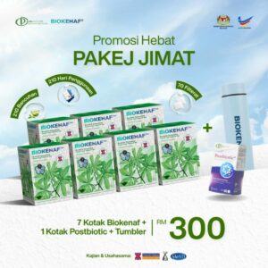 PAKEJ JIMAT (7 KOTAK BIOKENAF + 1 POSTBIOTIC + TUMBLR)